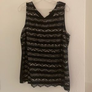 Lined lace top with back zipper. Nude lining gives a sexy yet classy appearance